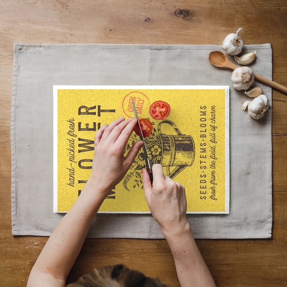 Yellow Flower Market Glass Kitchen Cutting Board - Picture 2 of 4